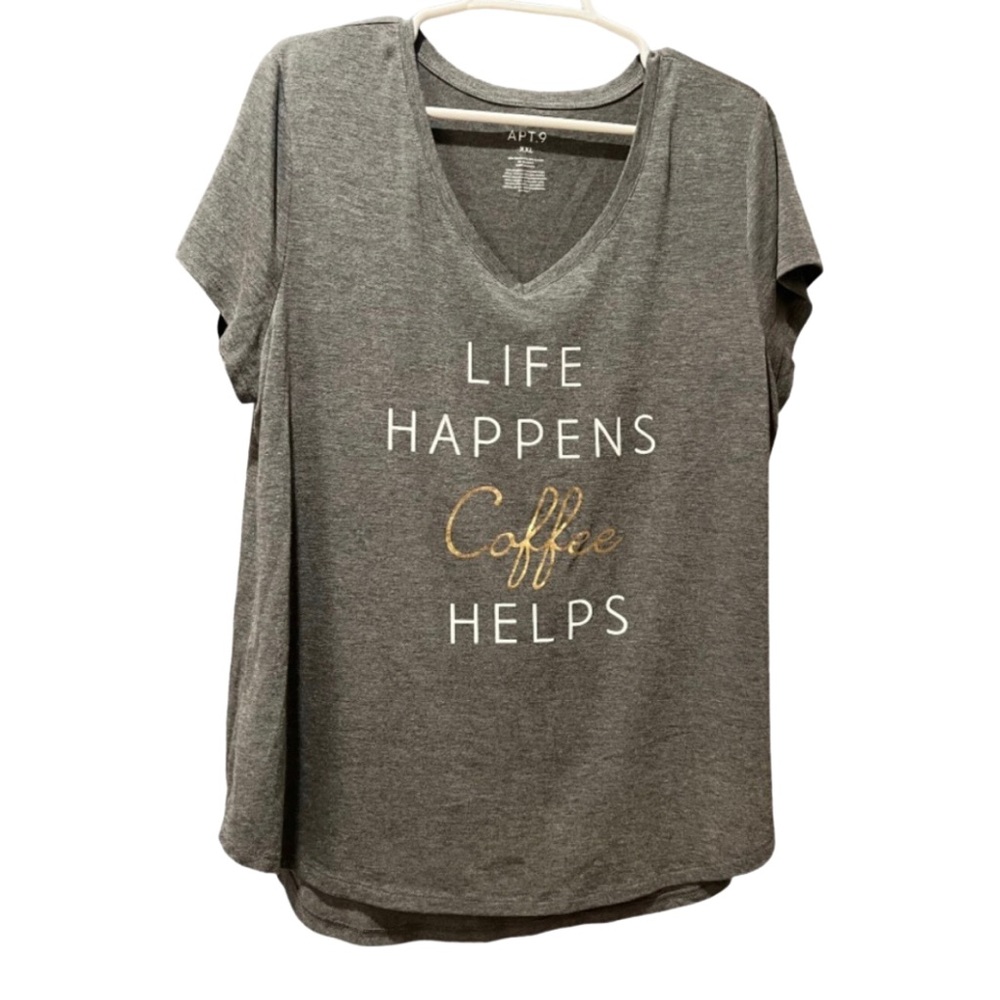 "Life Happens Coffee Helps" Graphic T-Shirt